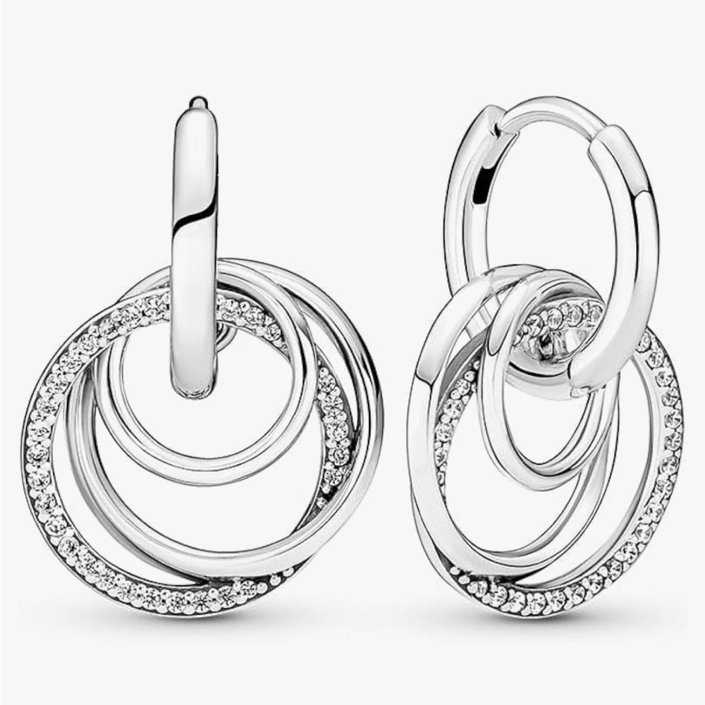 Pandora Family Always Encircled Hoop Earrings (Silver)